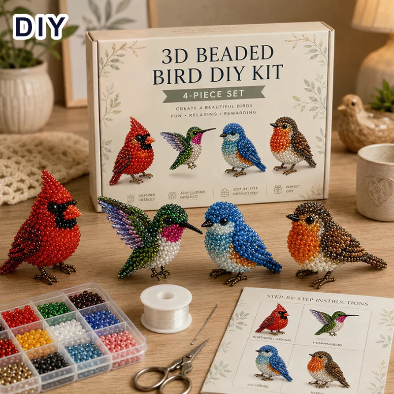 3D Perlen-Tier-Bastelset DIY Tier-Perlen-Set für Erwachsene Handgefertigtes Winziges 3D Perlen-Tier-Bastelset für Kreative Projekte