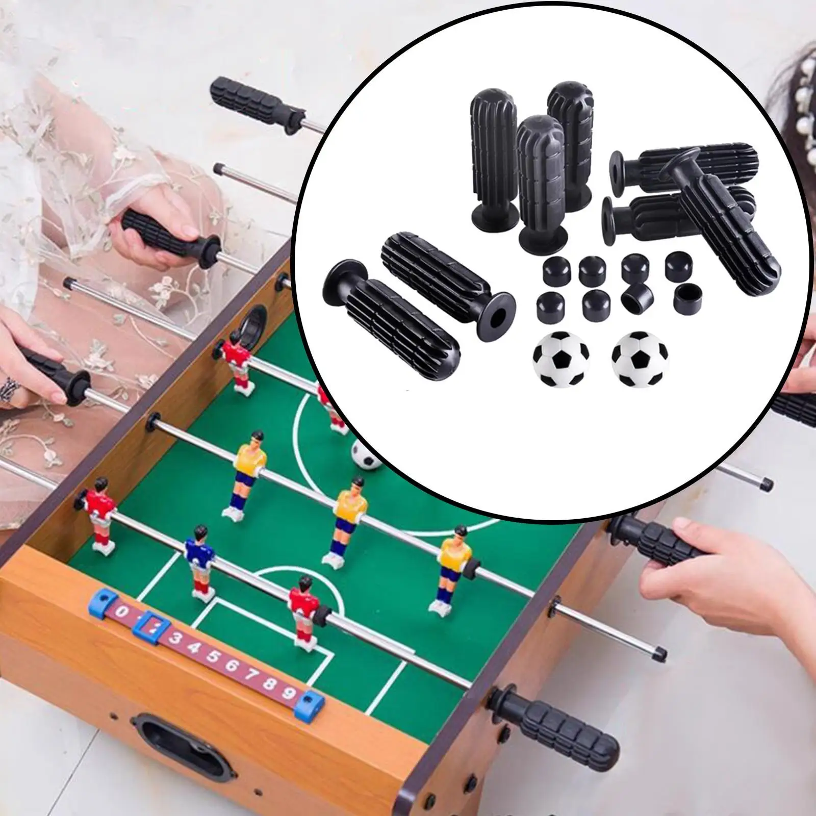 8Pcs Foosball Game Handle Comfortable Gripping Table Football with End Plugs