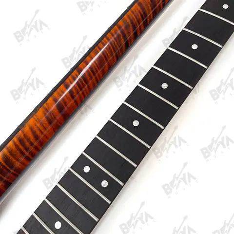 Dark Brown TL Tiger Flame Maple Electric Guitar Neck 22 frets with Maple Fingerboard 9.5'' Radius