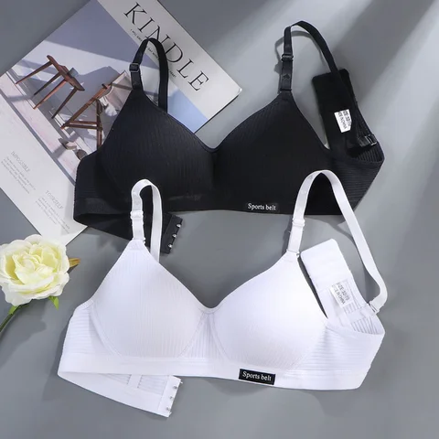 Women Cotton Underwear AB Cup Bra Wireless Gathered Comfort V Brassiere Push Up Lingerie Bralette Girls Seamleass Sports