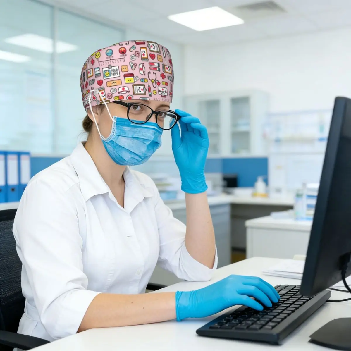 Nurse Mode Scrub Hat Doctor Working Surgical Cap Unisex Adjustable Nursing Caps for Dentist