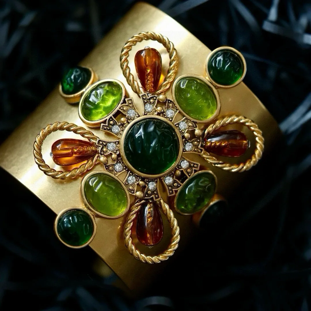 Byzantine Style Brooches Glaze Inlayed Fashion Jewelry Vintage Special Cuff Bracelets For Women Fast Sell