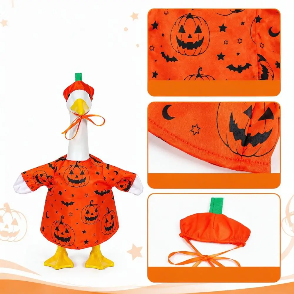 Polyester Pumpkin Costume For 23 Inch Decorative Goose Figure Halloween Outdoor Porch Yard Lawn Ornament Dress