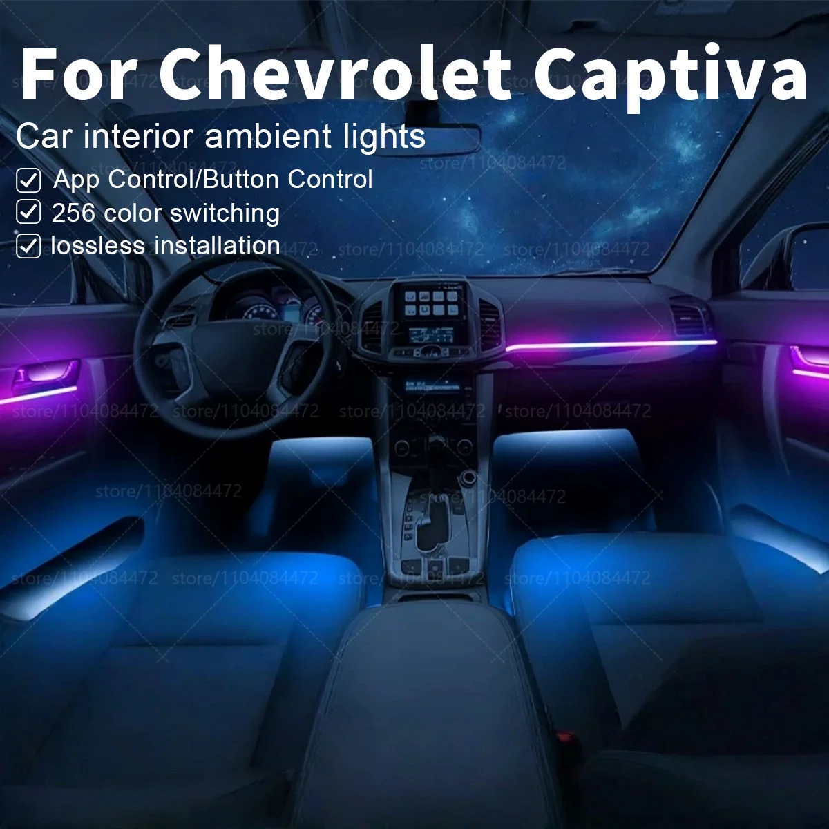 

For Chevrolet Captiva GMT192 22in1 RGB Car Interior Acrylic Car Ambient Lights RGB Hidden Acrylic Strip Decoration Accessories