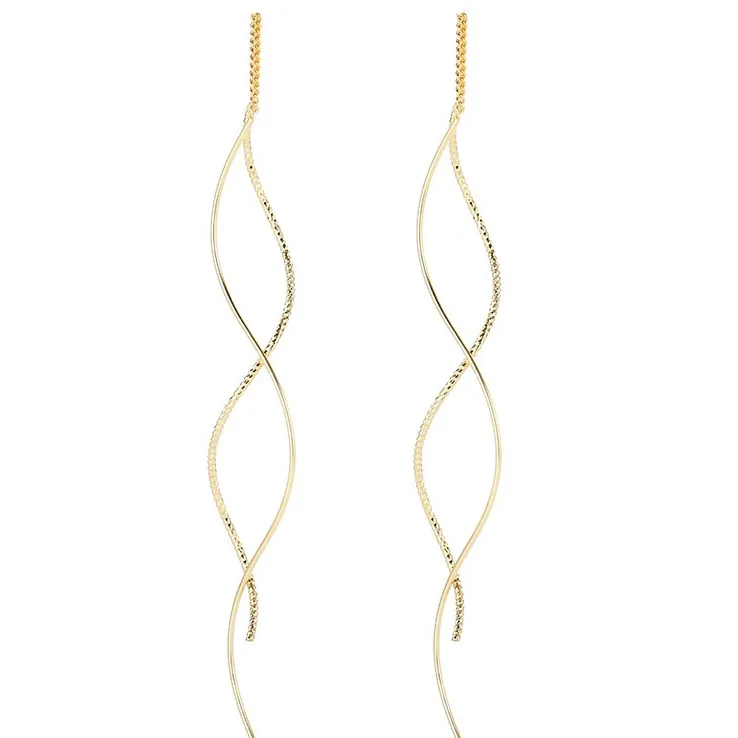 Bf Club 925 Sterling Zilveren Oorbellen Voor Vrouwen Trendy Gouden Lange Lijn Oorbel Sieraden Voorkomen Allergie Feestaccessoires