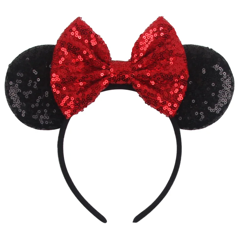 Amusement park glitter bow headband, sweet European and American ear headband, cute cartoon mouse hair accessory