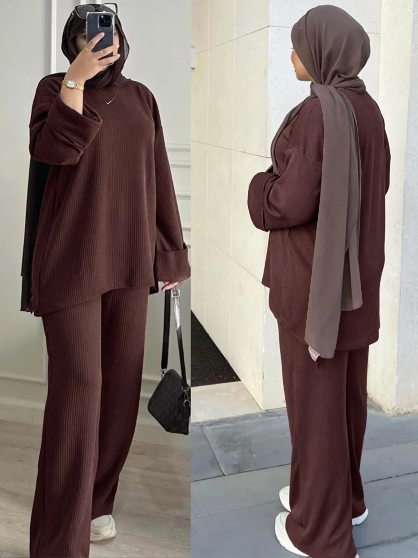 Ribbed Knit Modest Two-Piece Set product image