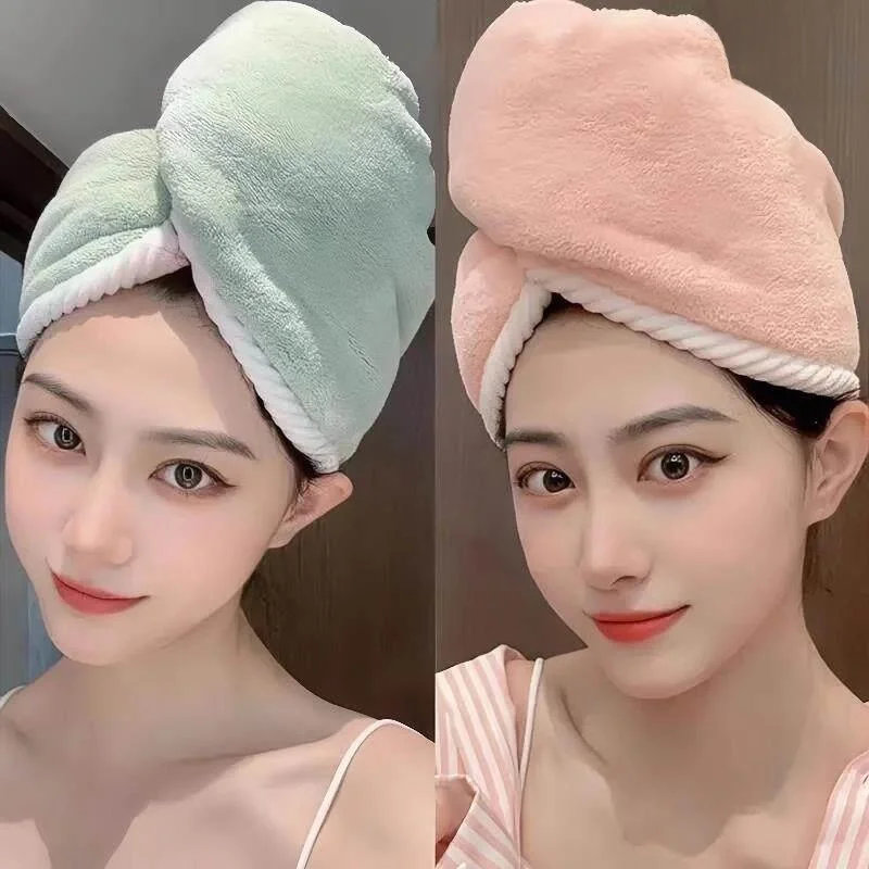 

Super Absorbent Double Layer Thick Soft Coral Fleece Hair Drying Cap Quick Dry Headscarf Towel for Children Personal Care