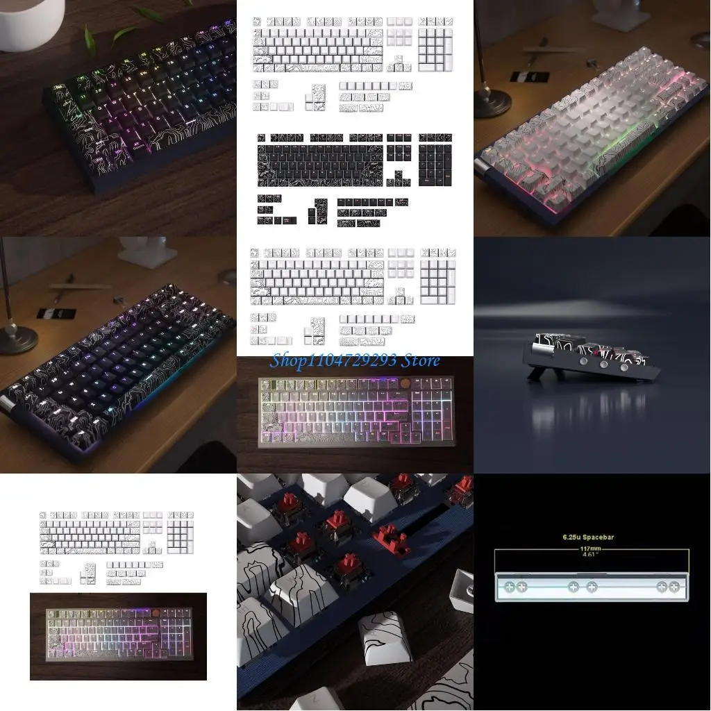 

Y2GD 135PCS Double Shot Backlit Keycaps Thick PBT Line Keycap Set for 61 980 104 108 Mechanical Keyboard Keycap