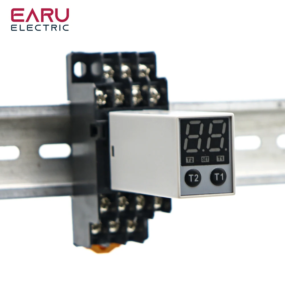 H3Y-2/4 디지털 타임 릴레이, AC 220V 24V 타임, 베이스 포함, 소형 디지털 디스플레이 사이클 시간 제어 딜레이, 0.1S-990H 파워 온 딜레이