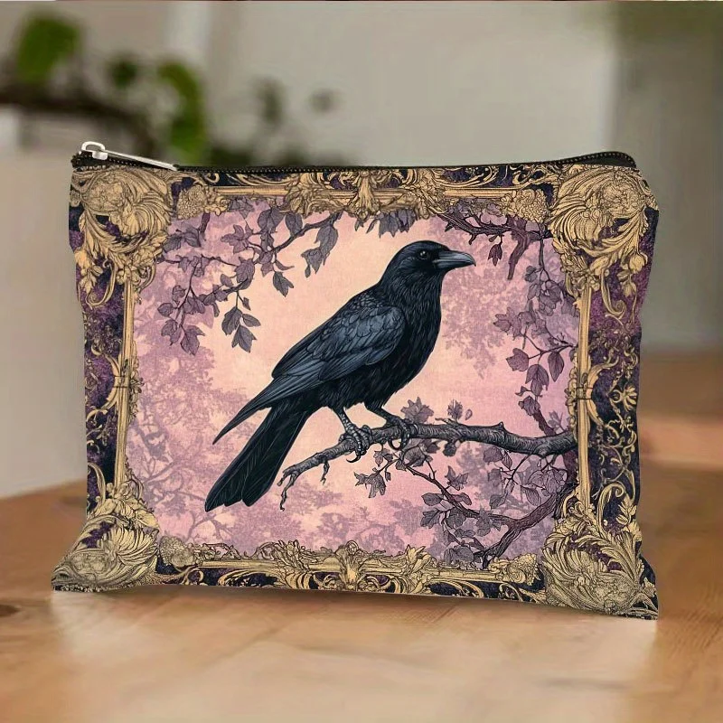 Uma bolsa de maquiagem retrô bruxa – bolsa multifuncional com zíper, bolsa de armazenamento de joias, bolsa de armazenamento pequena com zíper de viagem perfeita.