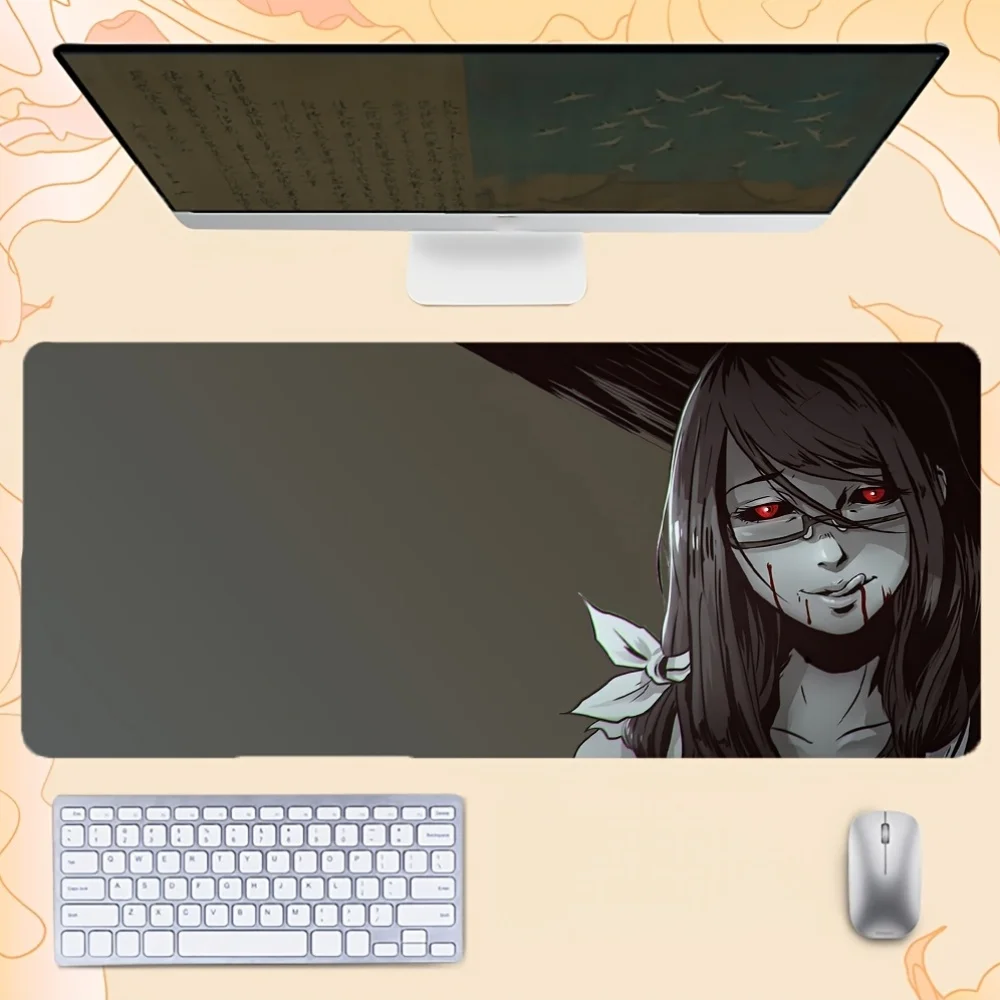 Tokyo Ghoul Rize Kamishiro Desk Mat, Large Gaming Mouse Pad with Dark Anime Art, Non-slip Base for Horror & Anime Fans