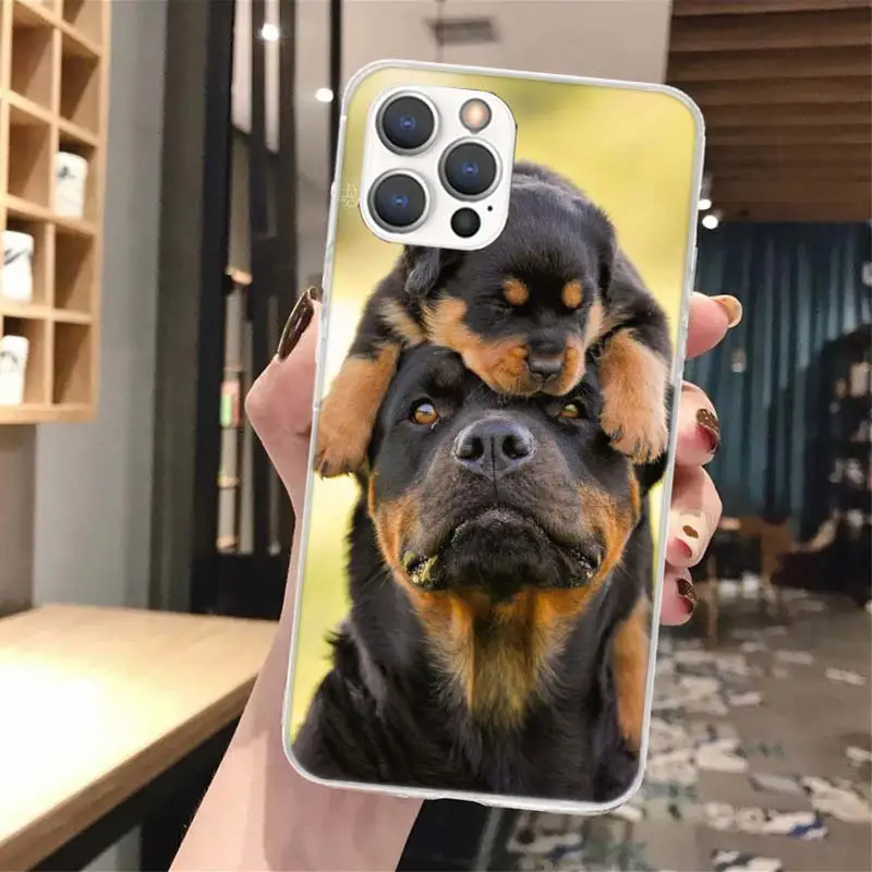 Rottweiler Dog Soft Phone Case For iPhone 16 15 14 13 12 11 Pro Max X XR XS 7 Plus 8 + SE 2020 Pattern Customized Cover 14 13 12