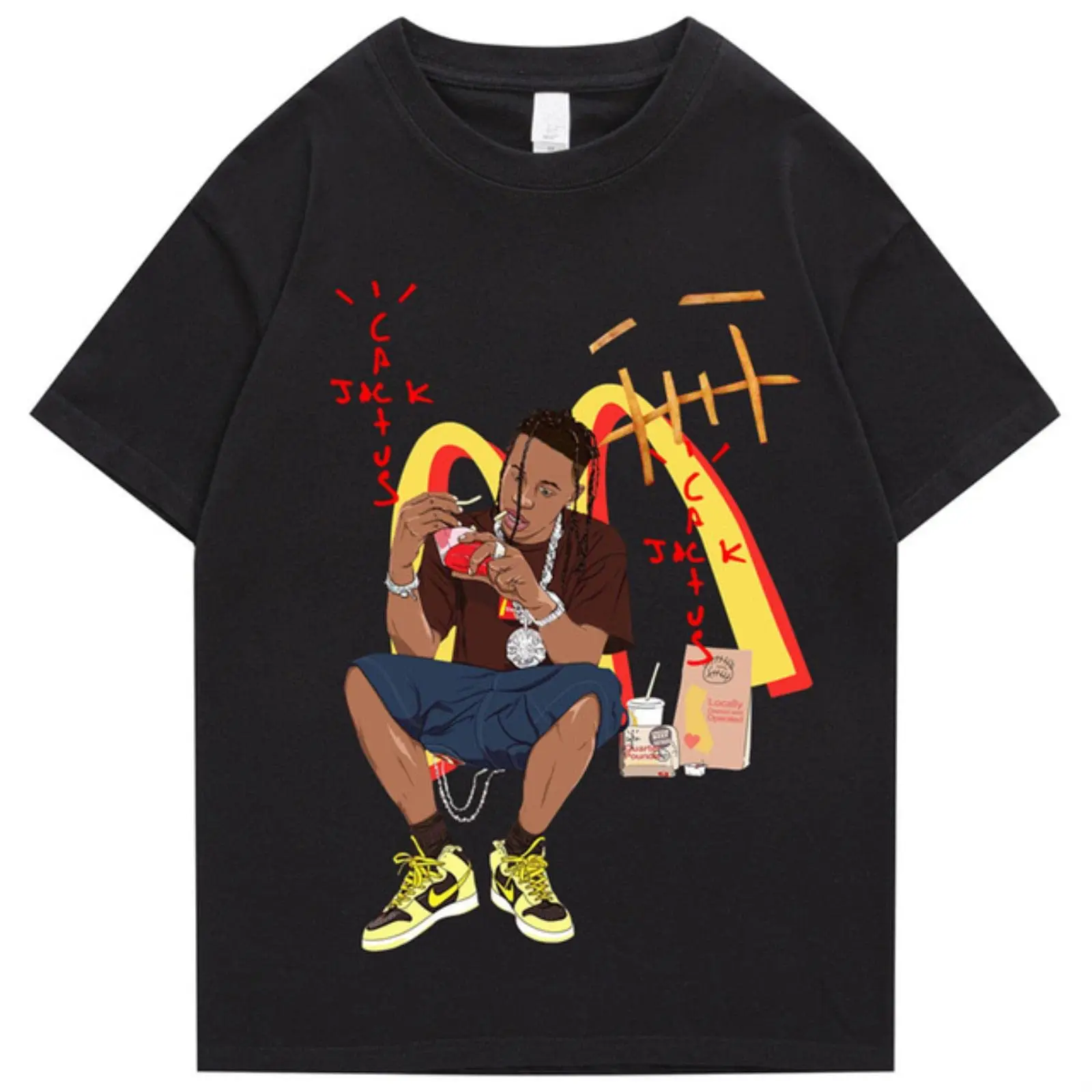 Travis Scott Camiseta de manga corta con cuello redondo de algodón SC2190 Estilo callejero Hip Hop Moda Fresca Dulce Transfronterizo Verano Hot Sal...