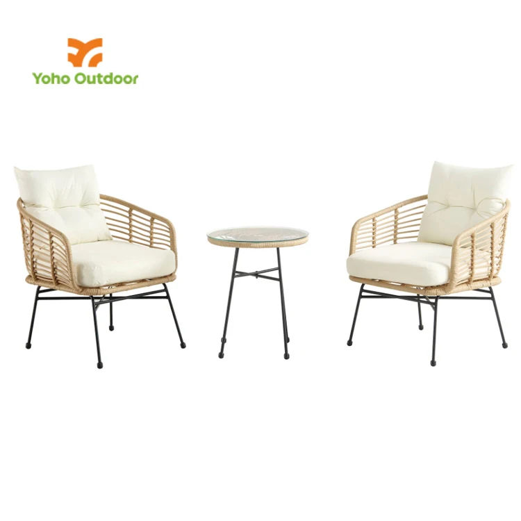 

RTS Modern Design Patio Rattan Garden Furniture Garden Furniture Outdoor 3pc Yellow Round Rattan Wicker Bistro Set