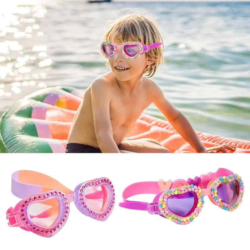 2023 Kids Swim Eyewear Waterproof Children's Swimming Goggles Cartoon Heart Shape UV Fogging Proof Swim Training Glasses