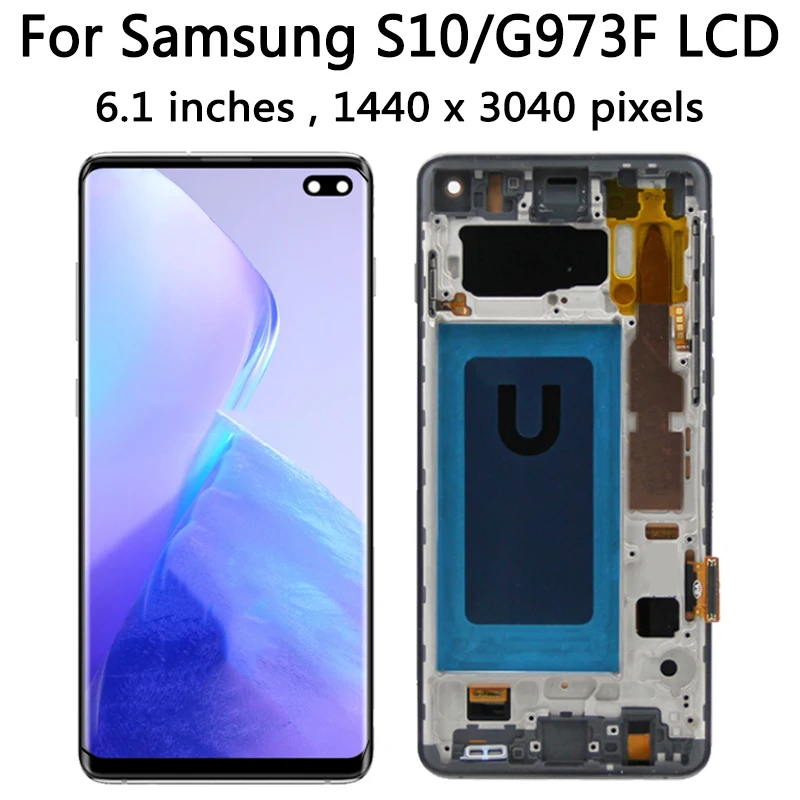 6.1“inch For Samsung S10 G973F/DS G973U G973 SM-G973 LCD With Frame Touch Screen Digitizer Assembly For SamsungS10 Display