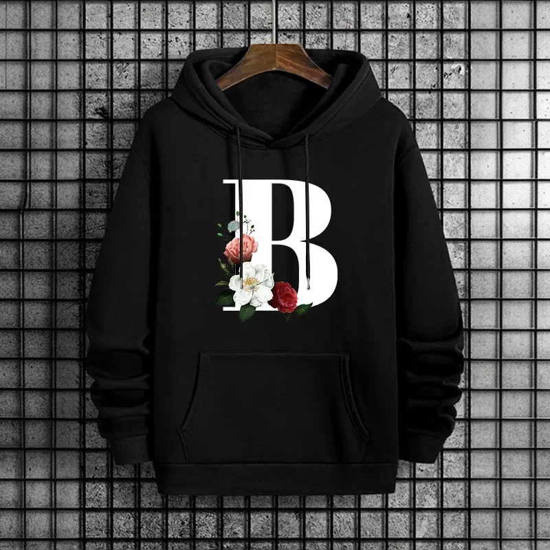Heiße Verkäufe Herren Hoodies Casual Buchstaben A-Z Druck Sweatshirts Sportswear Outdoor Sport Jogging Herren Kleidung Tägliche Schwarze Tops