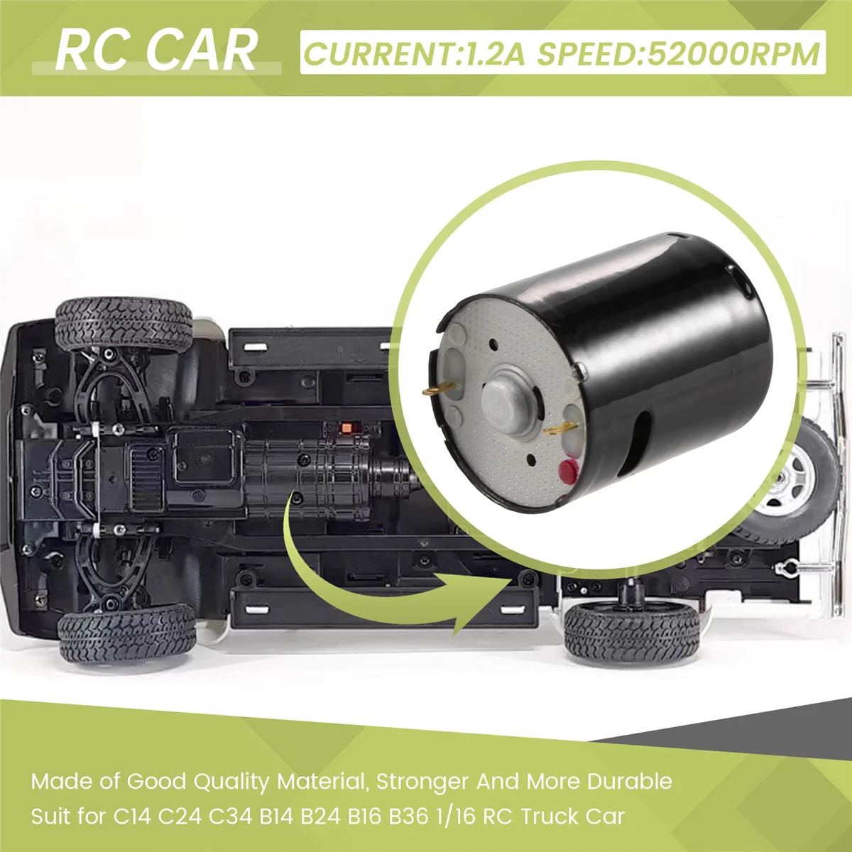 RC سيارة 6 فولت 370 نحى المحرك ل WPL C14 C24 C34 B14 B24 B16 B36 1/16 مركبة يتم التحكم بها عن بُعد سيارة ترقية أجزاء الملحقات #6