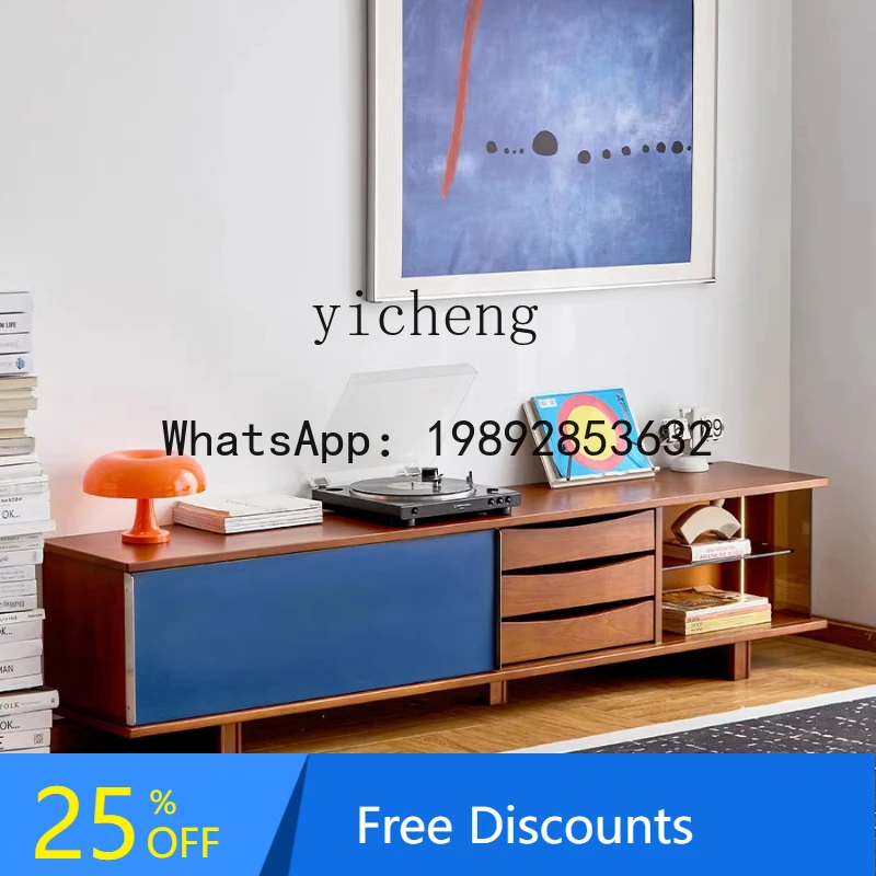 

retro solid wood TV cabinet antique locker household audio-visual cabinet color matching integrated cabinet