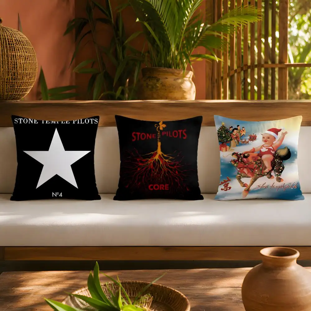 Pop Rock Band S-Stone Temple Pilots Purple Cushion Cover Plush Pillow Cover Soft Fuzzy Removable Washable Sofa Bed Bedroom Decor