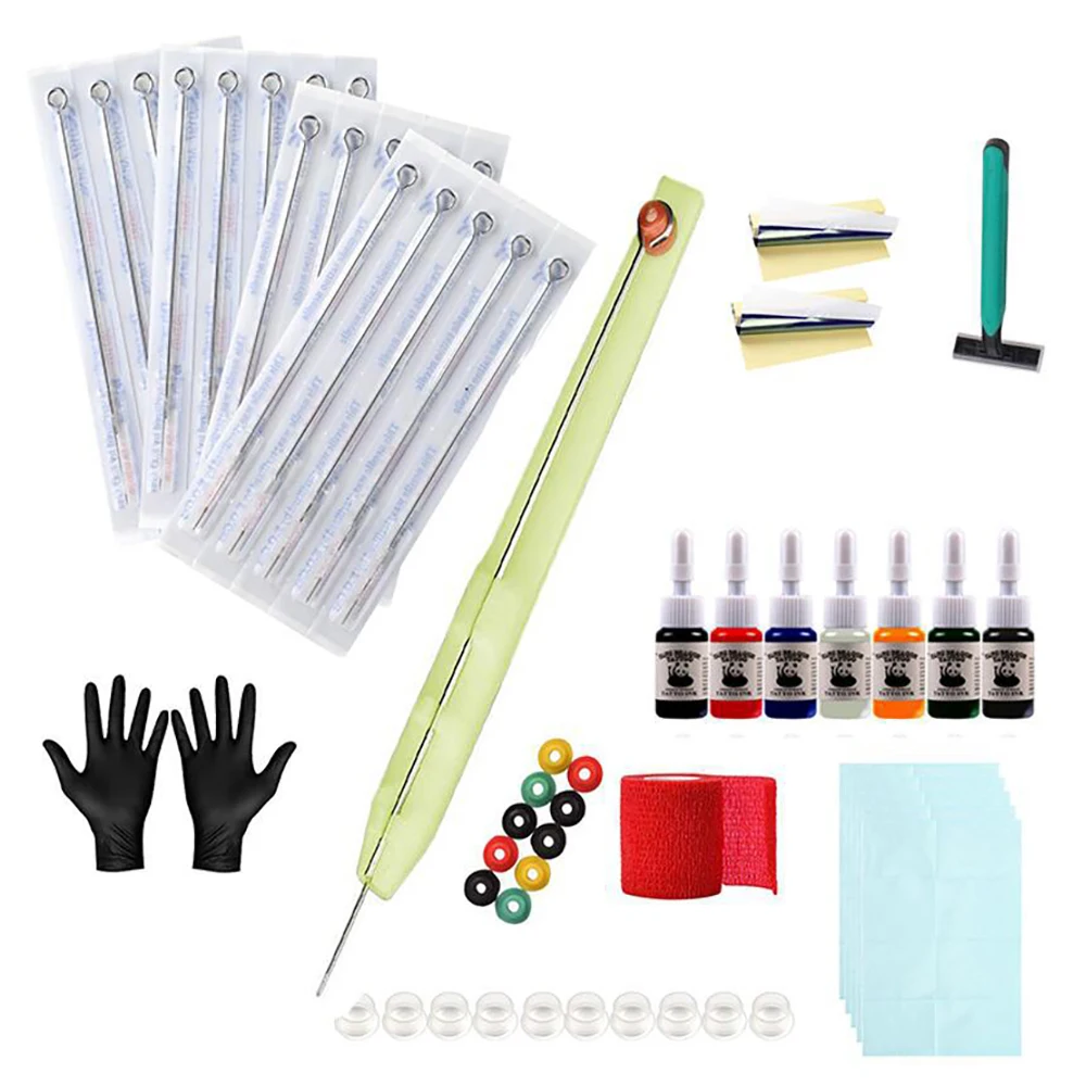 Kit de agujas de cartucho de tinta para tatuaje, herramienta de práctica para principiantes