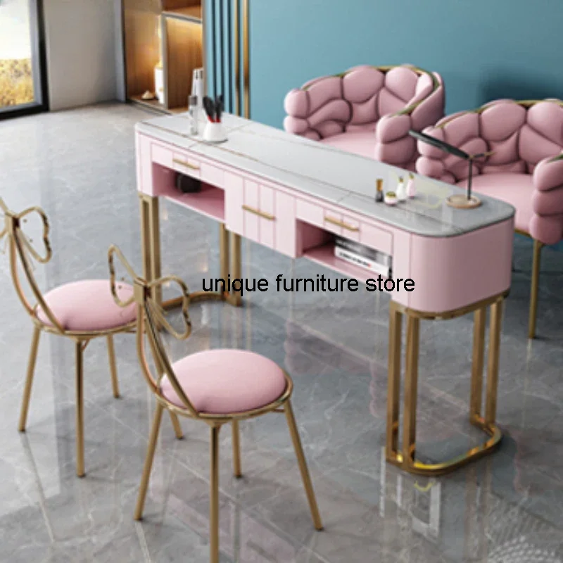 Luxury Pink Manicure Nail Tables Makeup Professional Nordic Modern Nail Tables Living Room Mesa Manicura Salon Furniture MR50NT