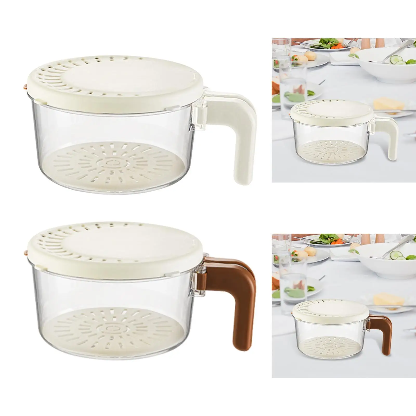 Draining Basket, Fruit Drain Bowl Container Fridge Storage Container with Handle for Grapes Cherry