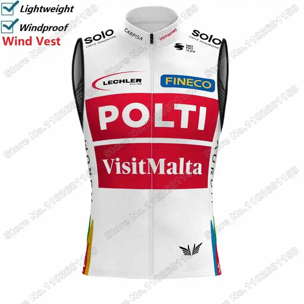 2025 Polti Kometa Cycling Vest Windproof Men France Tour Team Wind Vest Cycling Jersey Sleeveless Bicycle Windbreaker MTB Wear