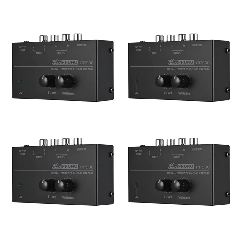 AA84 4X Ultra-Compact Phono Preamp PP500 With Bass Treble Balance Volume Adjustment Pre-Amp Turntable Preamplificador US Plug