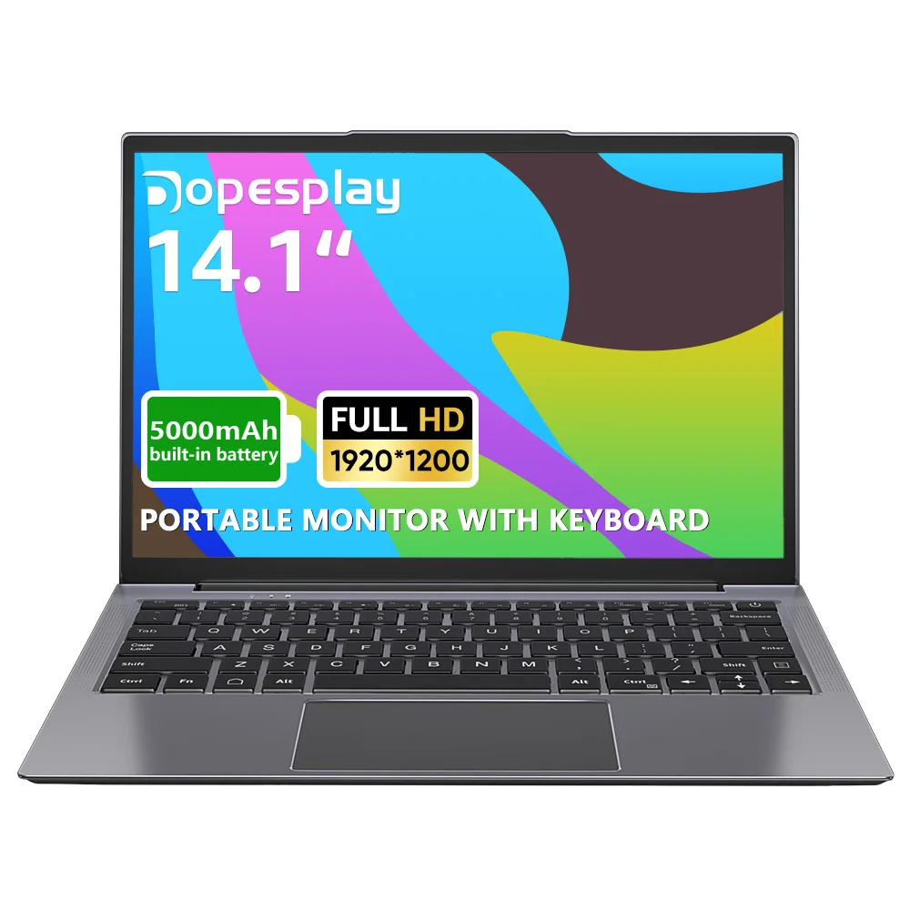 Dopesplay 14,1 inch Lapdock Monitor met Toetsenbord & Batterij voor Samsung DeX S24 Z Fold 6 Note20 1200P Schermvergroter voor Mini PC - afbeelding 2