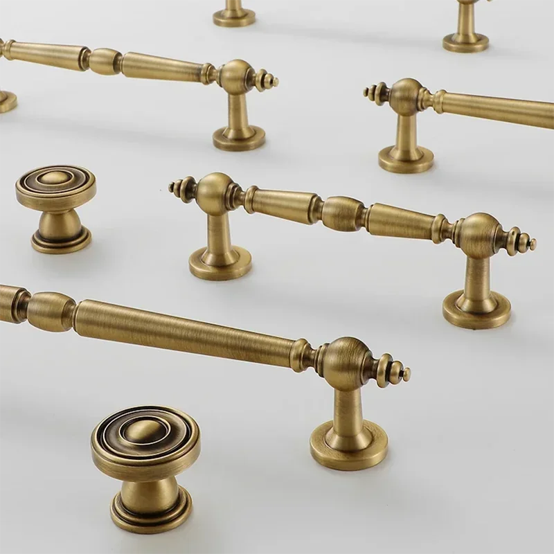 Antique Brass Cabinet Knobs Door Handles Retro Drawer Cupboard Pulls Furniture Handles for Kitchen Home Distressed Vintage