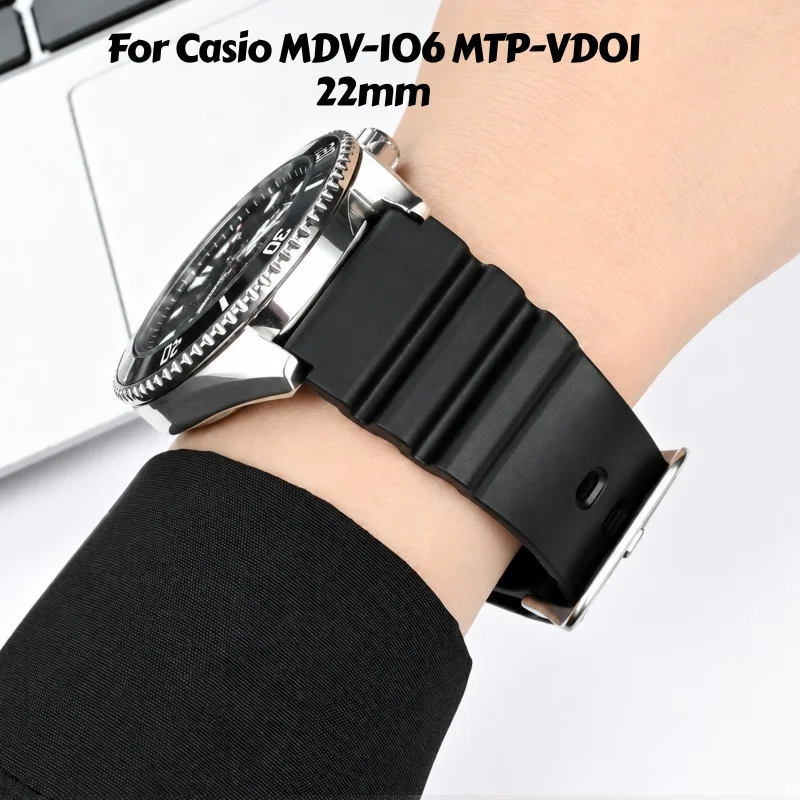 22mm Premium Resin Watch Strap For Casio Swordfish MDV-106 MTP-VD01 Ocean Heart Water Ghost Replacement Band