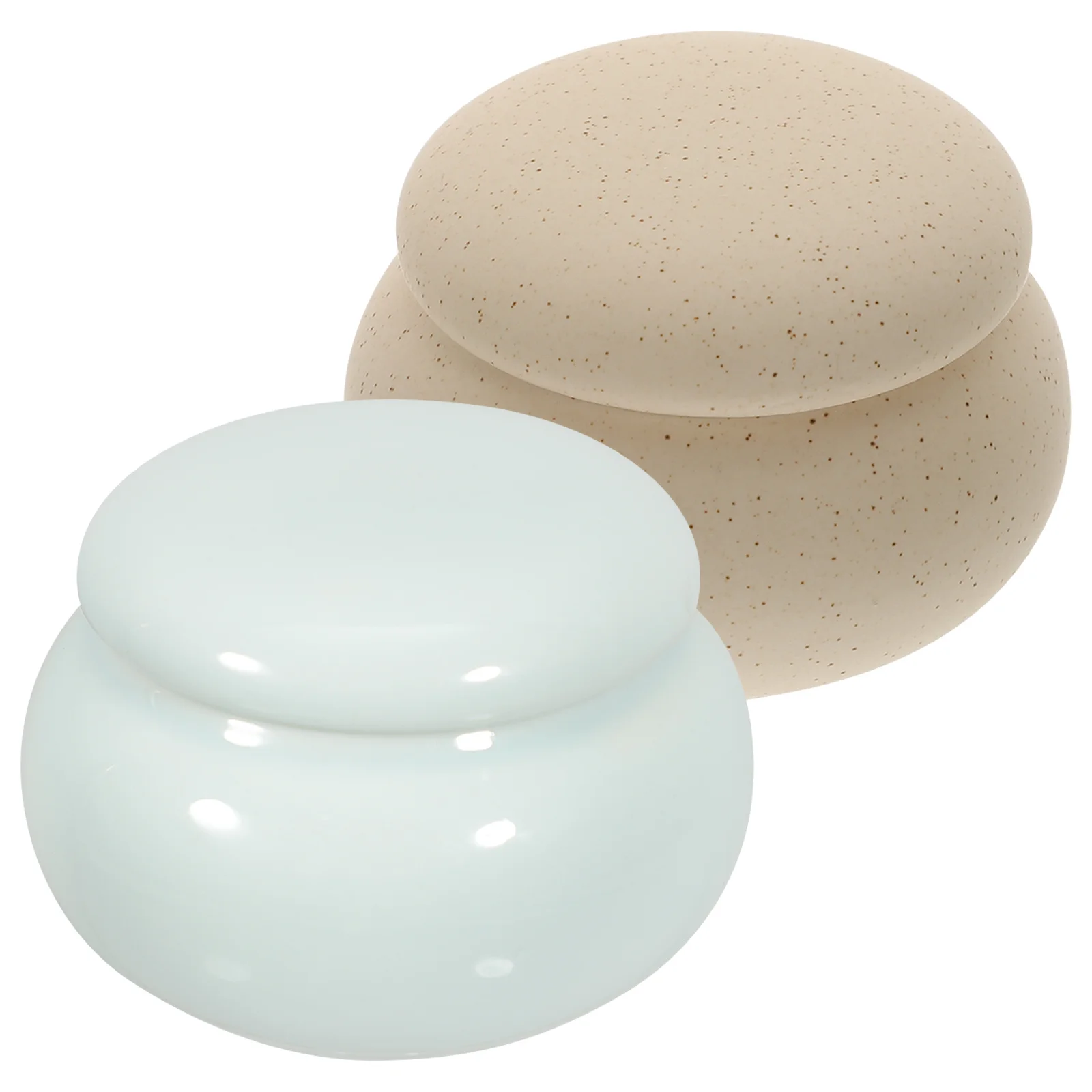 

2Pcs Small Ceramic Storage Jars Multipurpose Balm Containers with Lid Cosmetics Organizers Lightweight Durable Manicure Dish