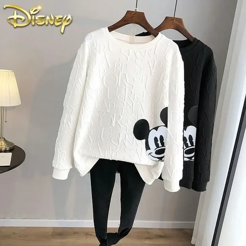 New Disney 2023 Anime Fashion Mickey Mouse Print Loose Sweatshirt Autumn/Winter Cartoon Pullover Top Holiday Gifts