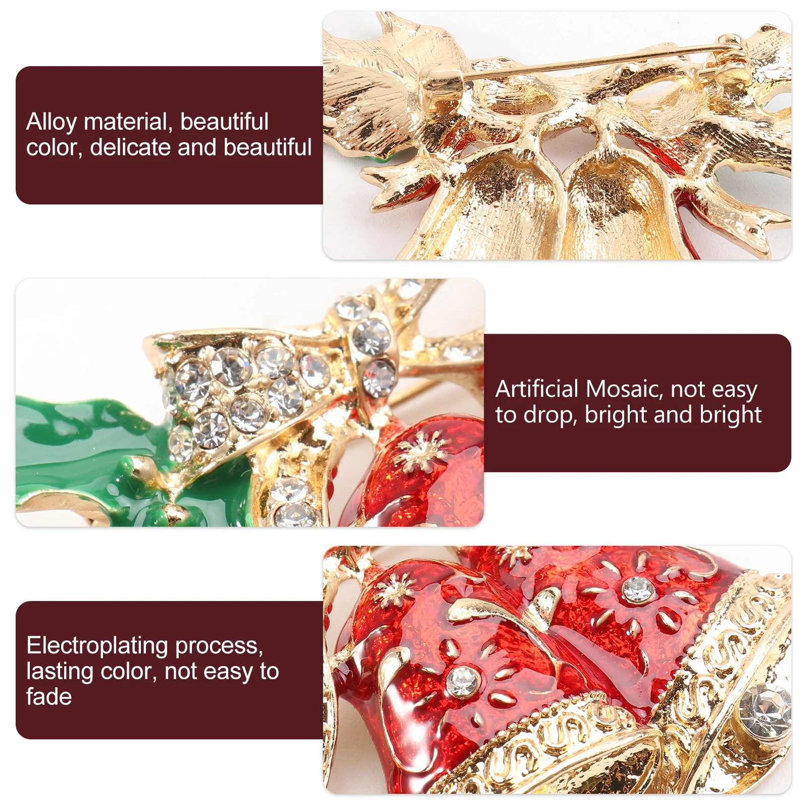 

2 Pcs Brooch Accessories Boutonniere Pins Festival Jewelry Christmas Decor Alloy Xmas Lapel Miss Creative Breast