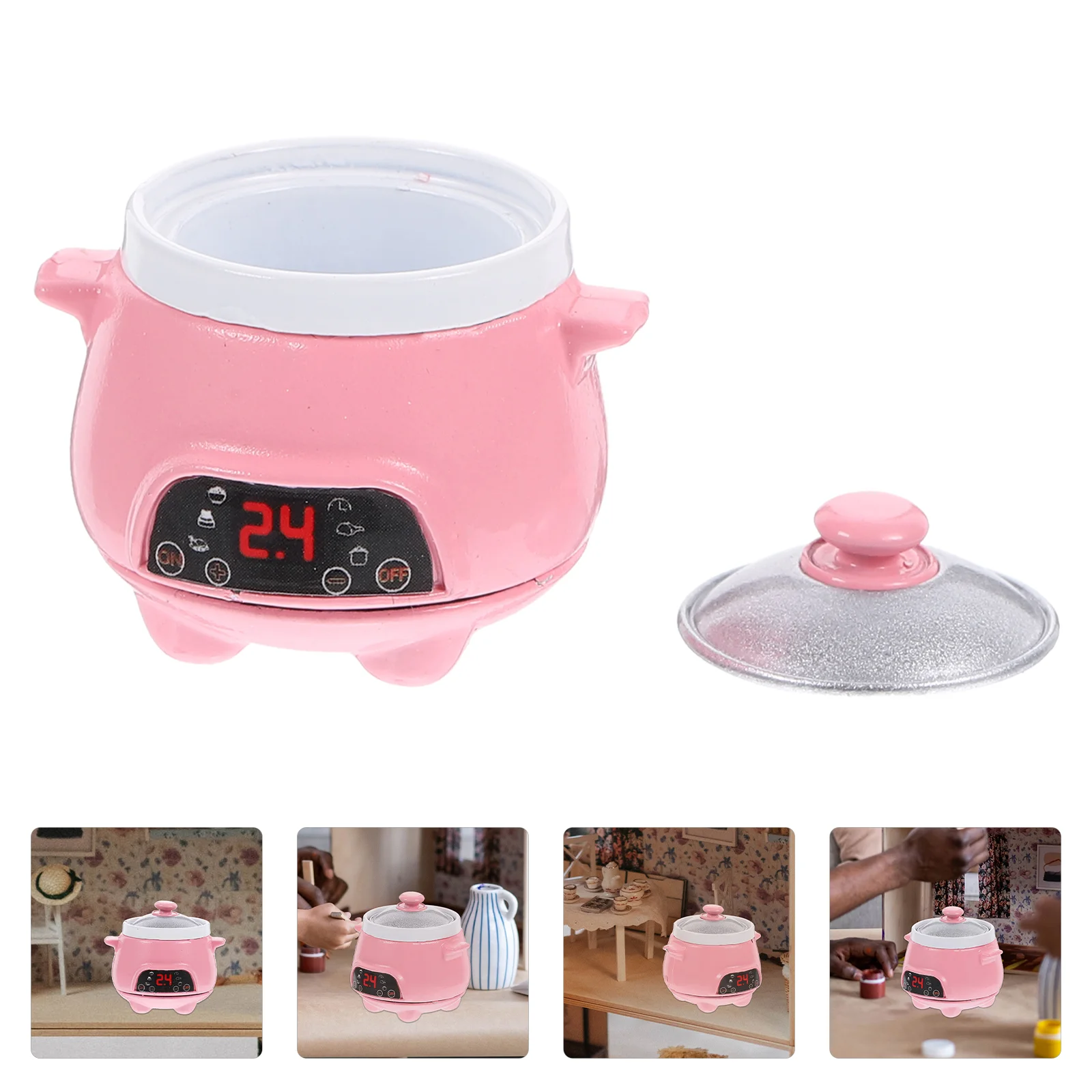 

Rice Cooker with Cutlery Toy Children’s Toys Mini Kitchen Decor House Kitchenware Cookware Decorate