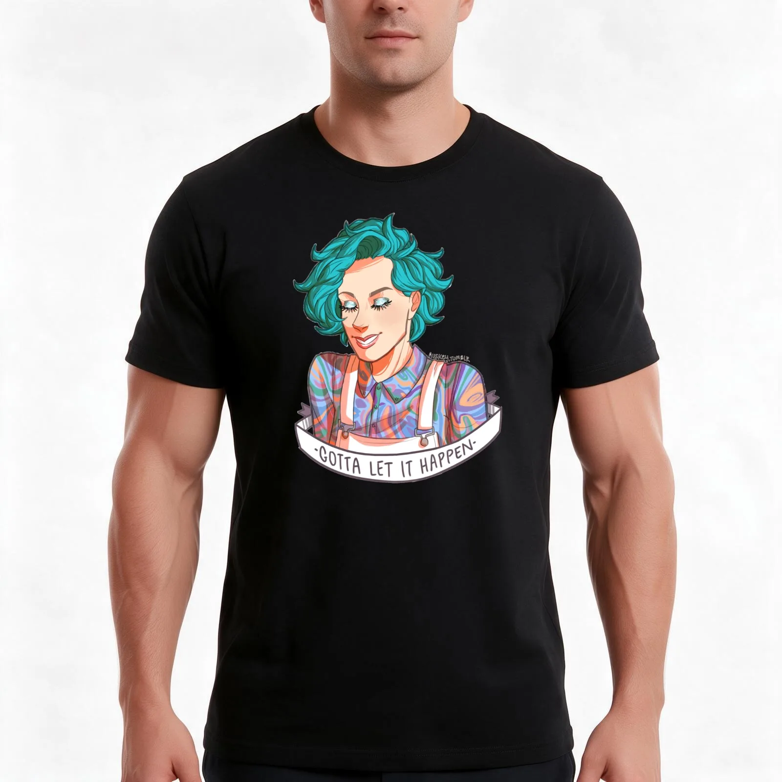 gotta let it happen T-Shirt, Summer Casual Cotton Tee, Oversized Streetwear Tops, Vintage Graphic Print, Loose Fit Short Sleeve