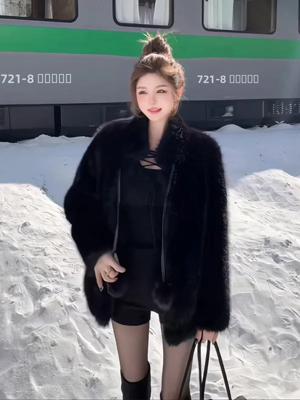 

Осенне-зимнее теплое и мягкое пальто из экологичного искусственного меха с шаровидным дизайном, маленького размера, класса люкс, для женщин, повседневное, с длинными рукавами