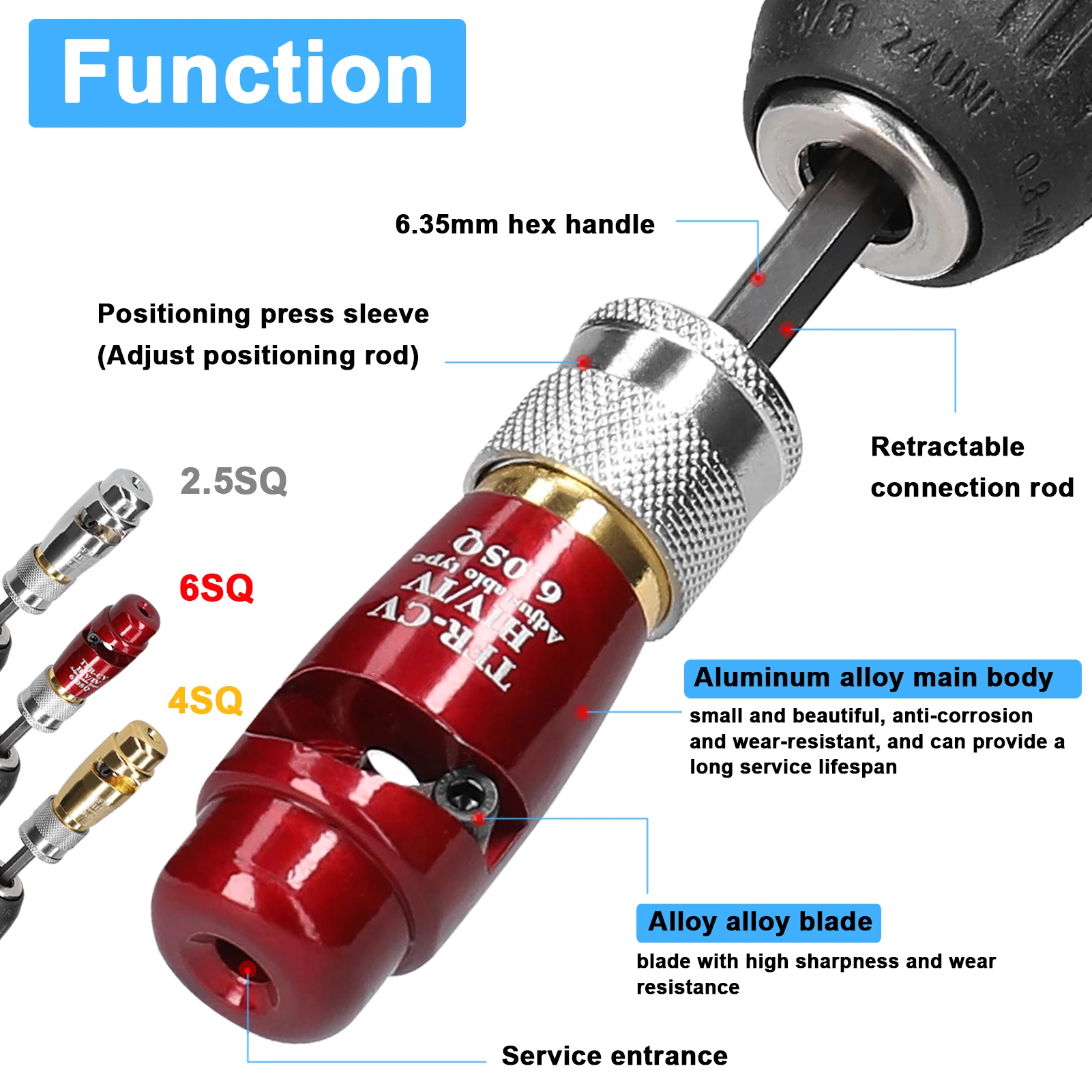 Aluminum Alloy Electric Wire Stripper Cable Peeling Stripper Practical Rotary Stripping Tool Compatible with Electric Drills