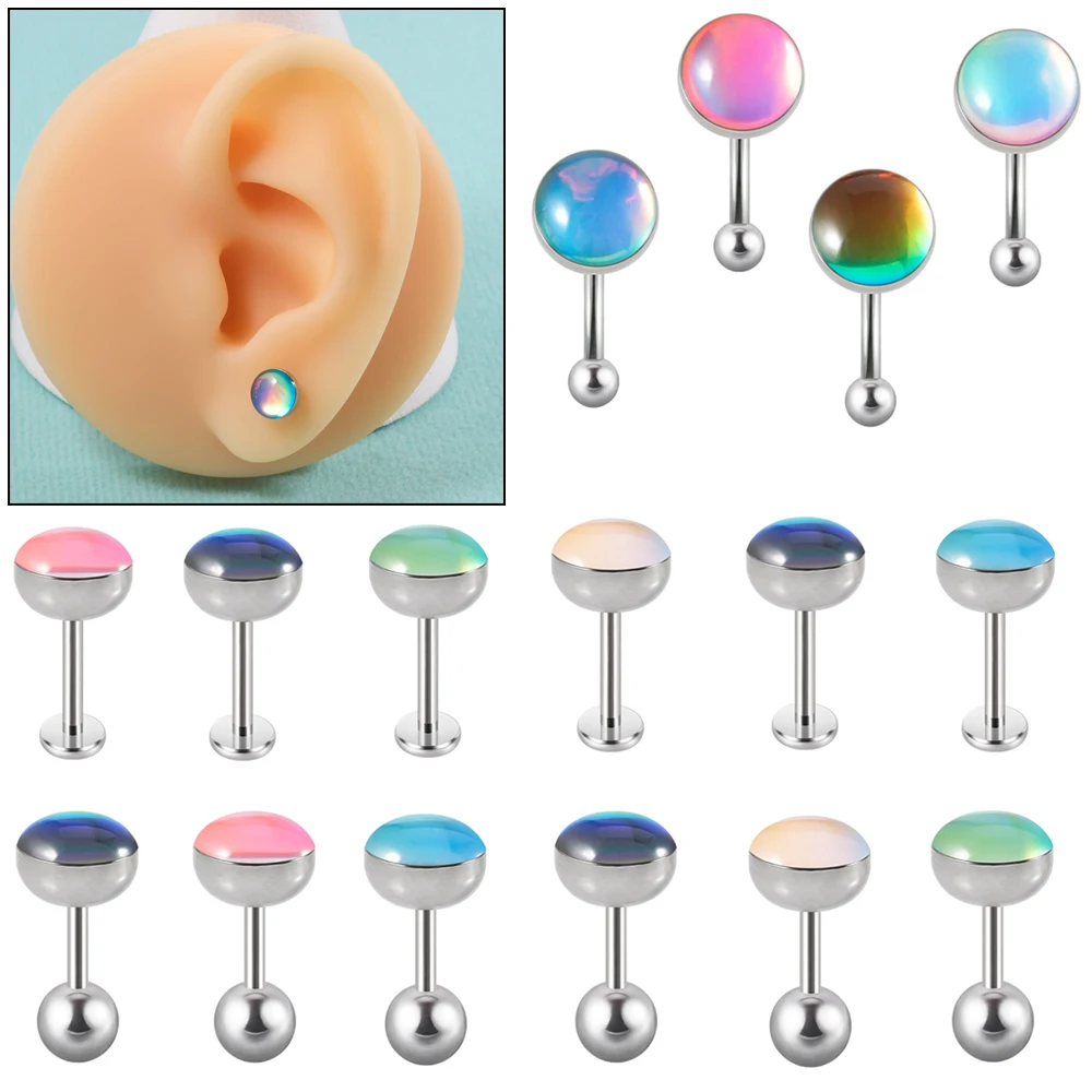 1PC 16g 316L Surgical Steel Flash Labret  Helix Earring Lip Studs Cartilage Stud Shinine Tongue Barbell Piercing Body Jewelry