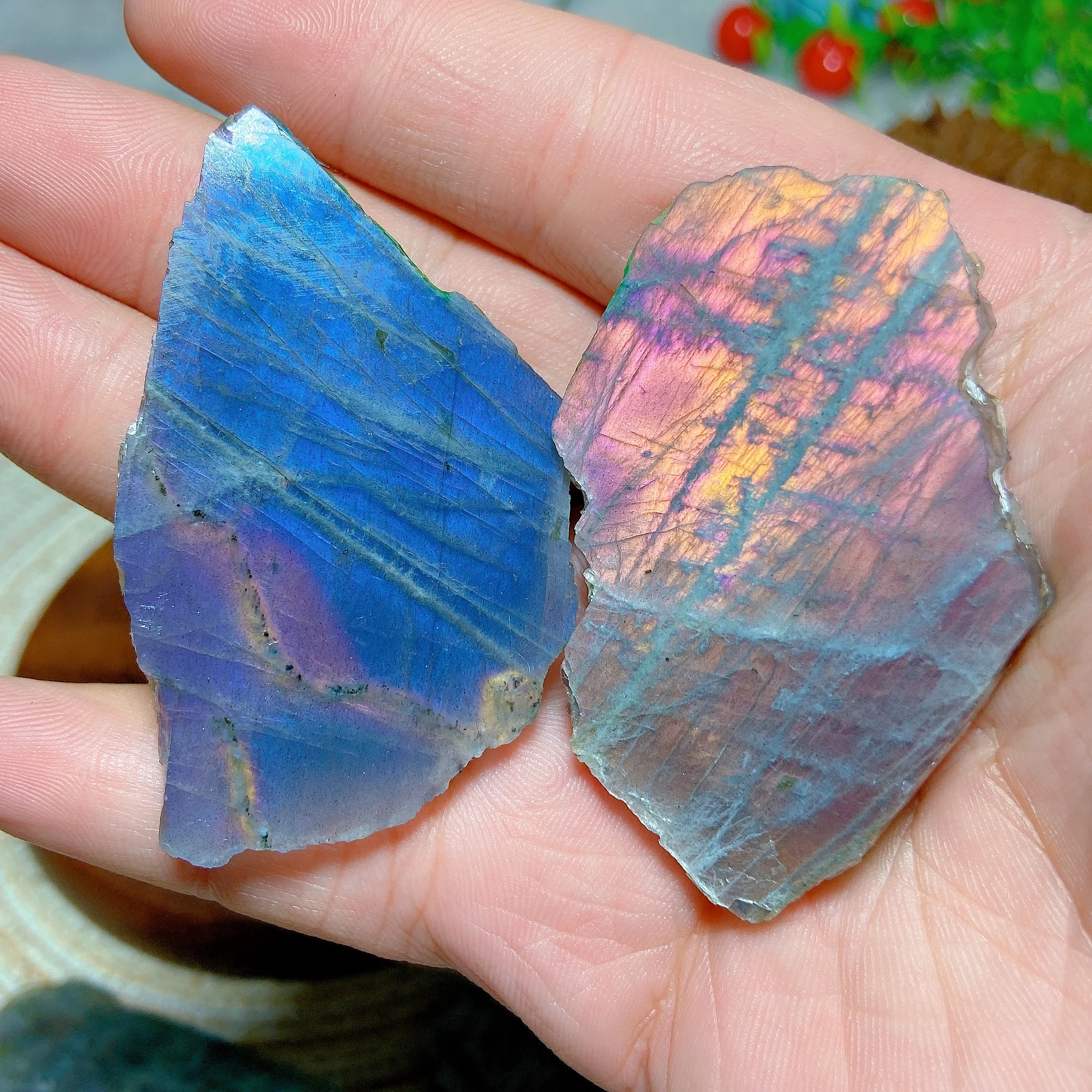 Healing High Quality Natural Crystal Purple Labradorite Slab Slice Home Decorations Mineral Energy Gift Desk Ore