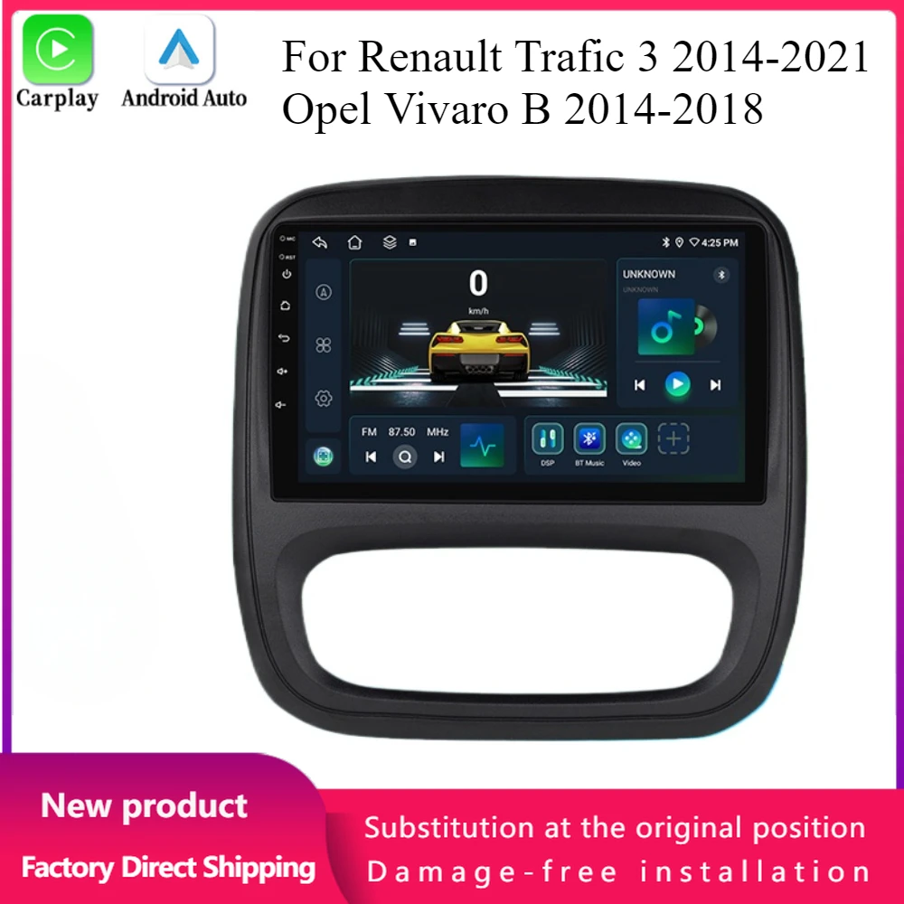 Android 14 Renault Trafic 3 2014-2021 Opel Vivaro B 2014-2018 авторадио navigazione multimedia беспроводной сенсорный экран Carplay