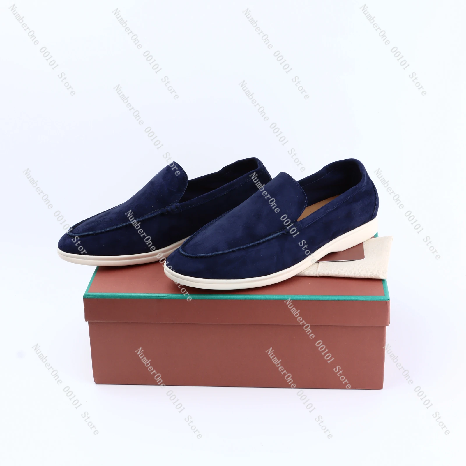 

Not Logo Summer Suede Leather Women Loafers Men Flat Shoes Round Toe Slip-on Causal Moccasin Comfortable Mules Lazy Women Shoes