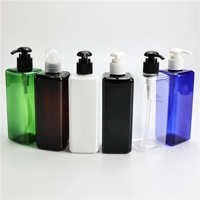 Multicolor Square 300ML X 20 Travel Liquid Soap Packaging Bottles With Round Lotion Pump Shampoo Shower Gel Containers Dispenser