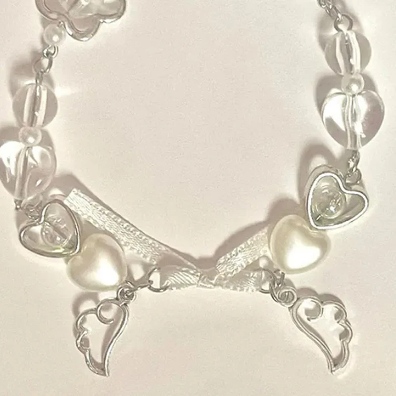 Handmade Bow Bracelet Y2K Coquettish White Fairy Tale Bracelet
