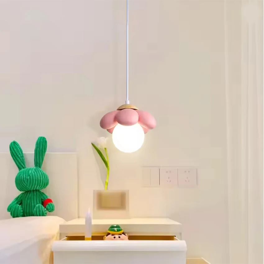 Soft style modern resin material flower design chandelier G9 light bulb plastic ball lamp shade suitable for dining room bedroom