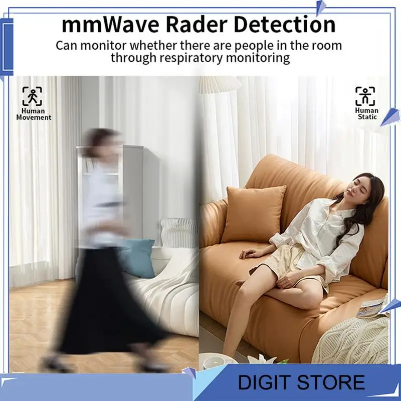 DIGIT-Human Presence Detector Tuya Sensor Home Ultra Low Power Millimeter Wave Radar Breathing Motion Detection Wifi