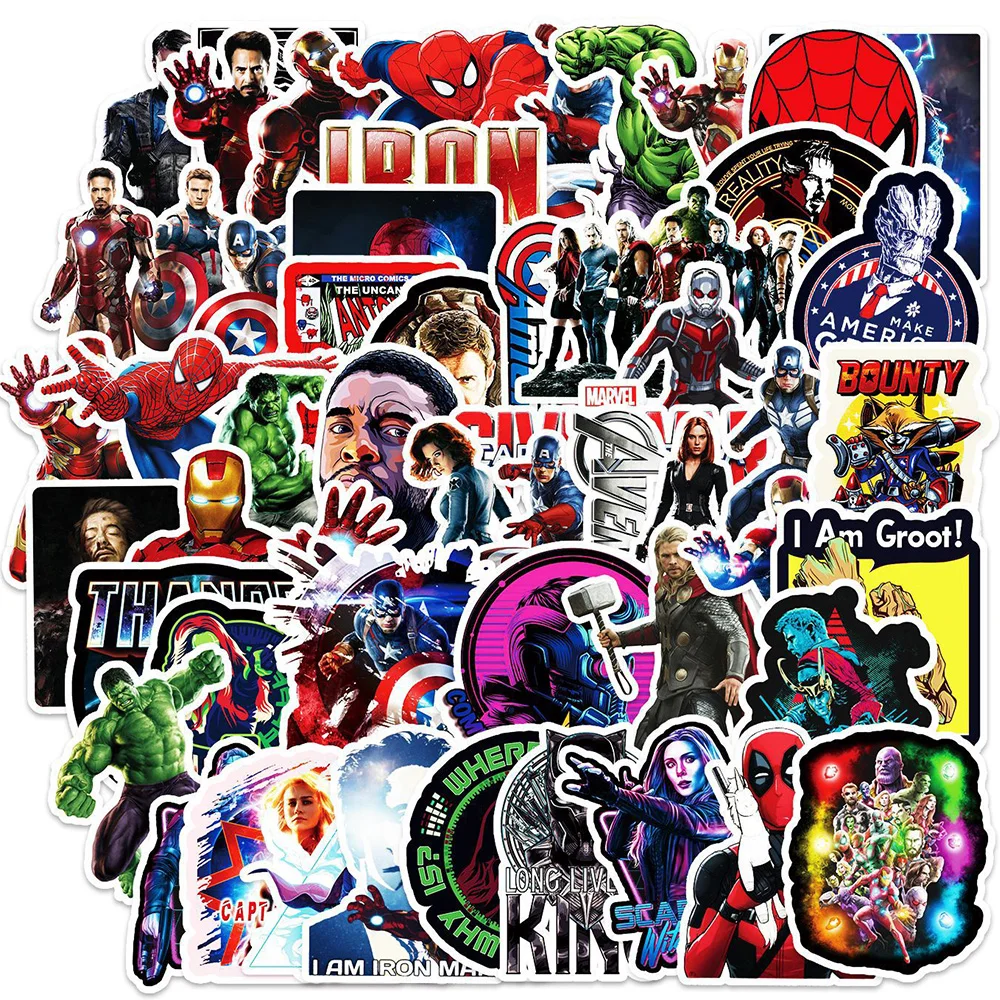 

10/30/52PCS Disney Marvel The Avengers Cartoon Stickers Graffiti Laptop Luggage Skateboard Vinyl Decals Sticker for Kid Toys