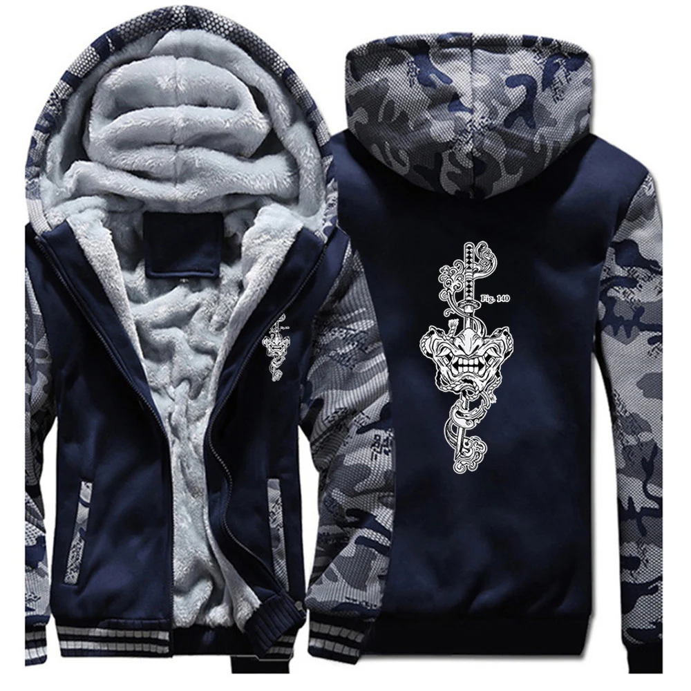 Men's Future Samurai Y2K Logo Print 2026 Autumn Winter Men's High Street Thicken Zipper Hoodies Comfortable Coat